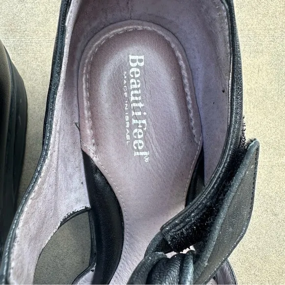 BeautiFeel Pleasure Black Leather Mary Janes Flats Comfort Shoes SZ 38 US 7.5-8