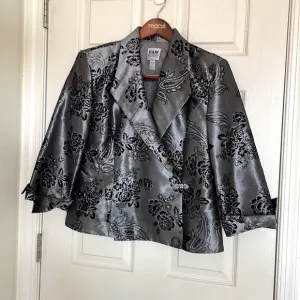 Beautiful Gray and Black Velvet Floral Blazer Size 16