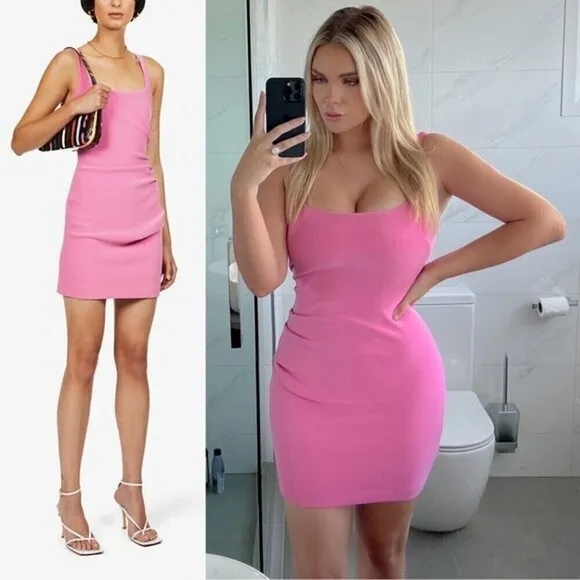 Bec and Bridge Karina Dress 2 Pink Ruched Tuck Mini Tank Dress