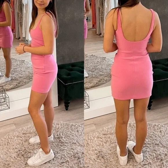 Bec and Bridge Karina Dress 2 Pink Ruched Tuck Mini Tank Dress