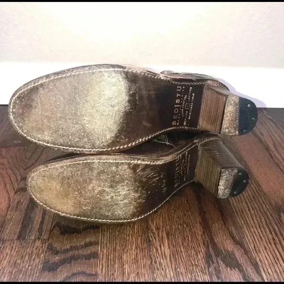 BED STU Benchmade Distressed Brown Leather Boots Cobbler Series Size 10 side zip