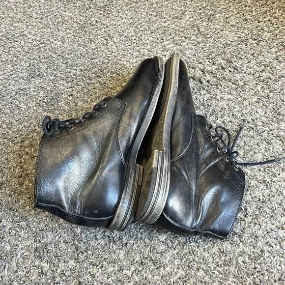 Bed Stu Hoover Mens Black Distressed Leather Lace Up Chukkas Boots Size US 10