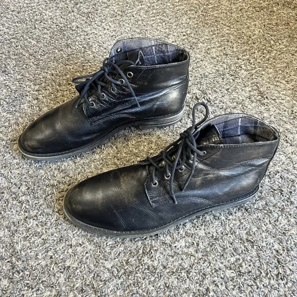 Bed Stu Hoover Mens Black Distressed Leather Lace Up Chukkas Boots Size US 10