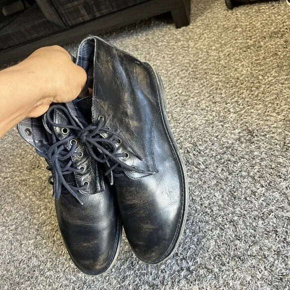 Bed Stu Hoover Mens Black Distressed Leather Lace Up Chukkas Boots Size US 10