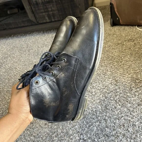 Bed Stu Hoover Mens Black Distressed Leather Lace Up Chukkas Boots Size US 10
