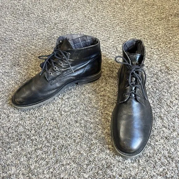 Bed Stu Hoover Mens Black Distressed Leather Lace Up Chukkas Boots Size US 10