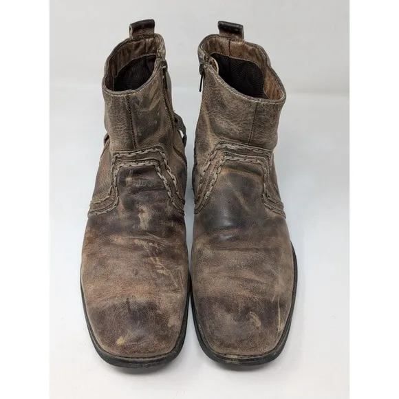Bed Stu Revolution Men's Size 10.5 Boots Brown Leather Side Zip Ankle Boots VTG