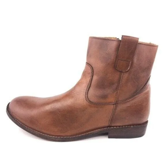 Bed Stu Rustic Brown Leather Zip Ankle Boots 11