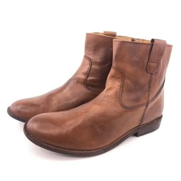 Bed Stu Rustic Brown Leather Zip Ankle Boots 11