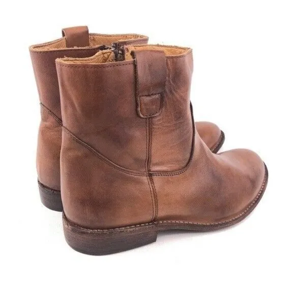 Bed Stu Rustic Brown Leather Zip Ankle Boots 11