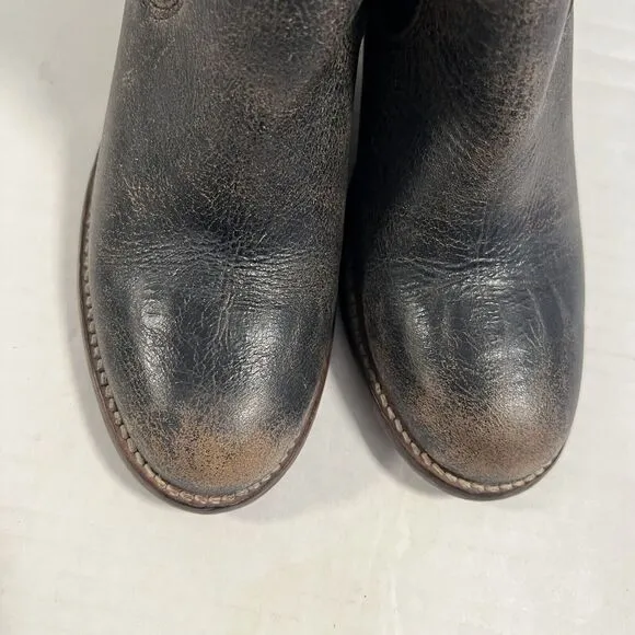 Bed stu Sz 6.5 Countess Perforated Bootie Distressed Leather Wedge Boots