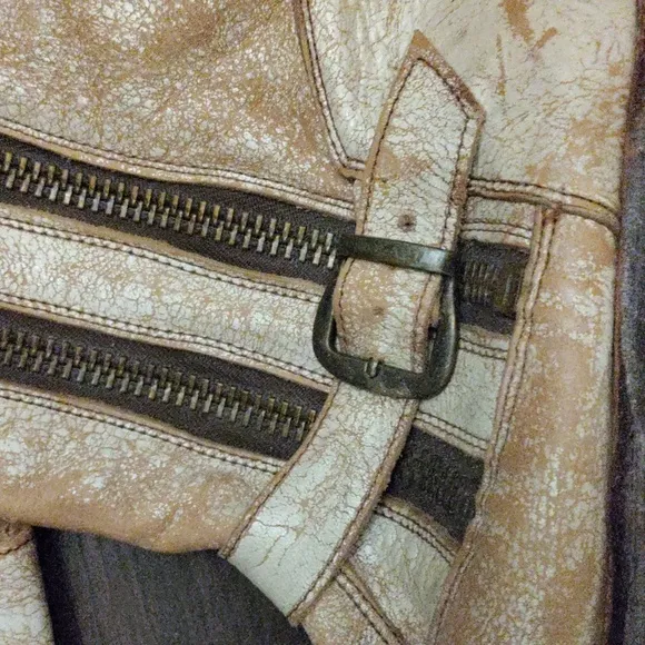 Bed Stu White/Cream Double Zip Moto Boots