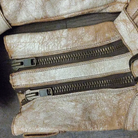 Bed Stu White/Cream Double Zip Moto Boots