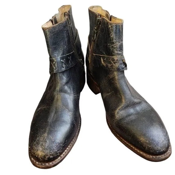 Bedstu Winslet distressed black engineer harness ankle boots Size 7