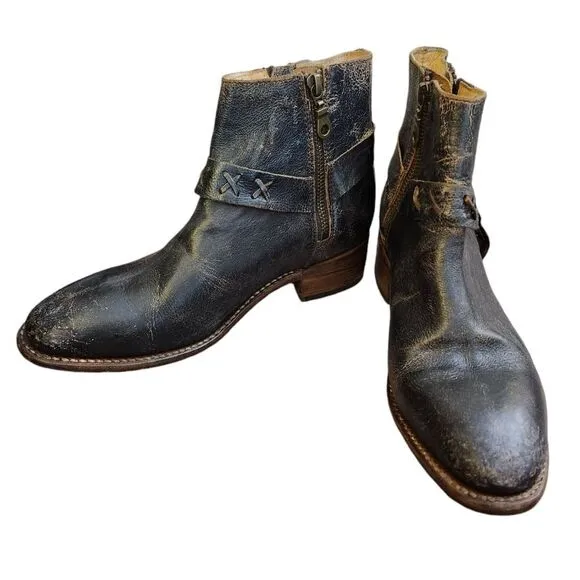 Bedstu Winslet distressed black engineer harness ankle boots Size 7