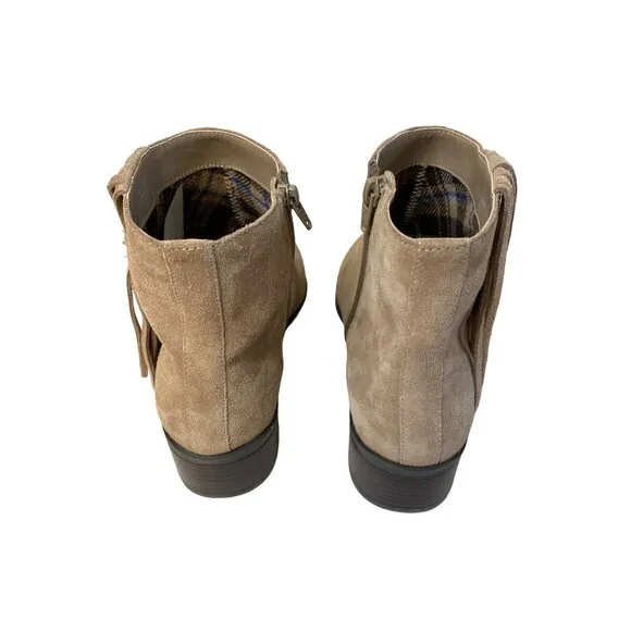 Bella Vita Women's Taupe Suede Fringe Ankle Boots Size 9.5 NWOT