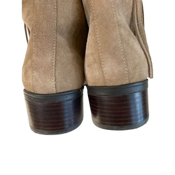 Bella Vita Women's Taupe Suede Fringe Ankle Boots Size 9.5 NWOT