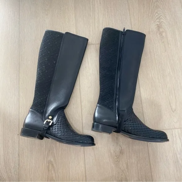 Belvedere Donna Black Leather Anaconda Riding Boots