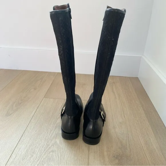 Belvedere Donna Black Leather Anaconda Riding Boots