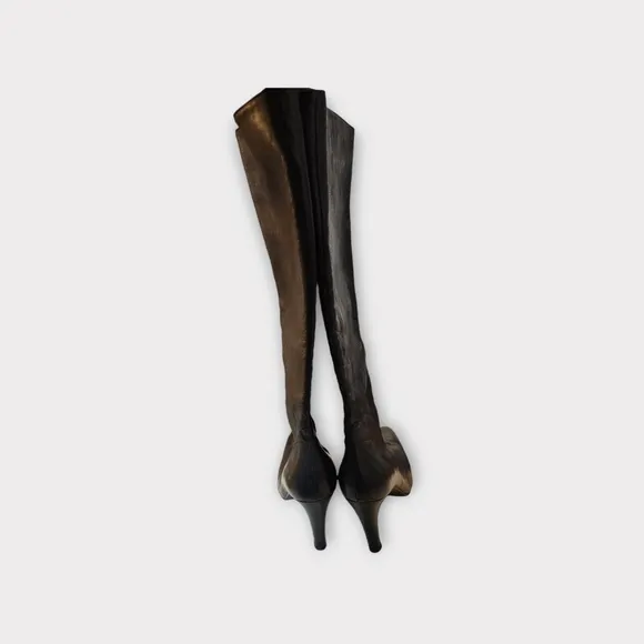 Betsey Johnson ULTRA Line Vintage Leather Knee High Side Zip Heeled Boots
