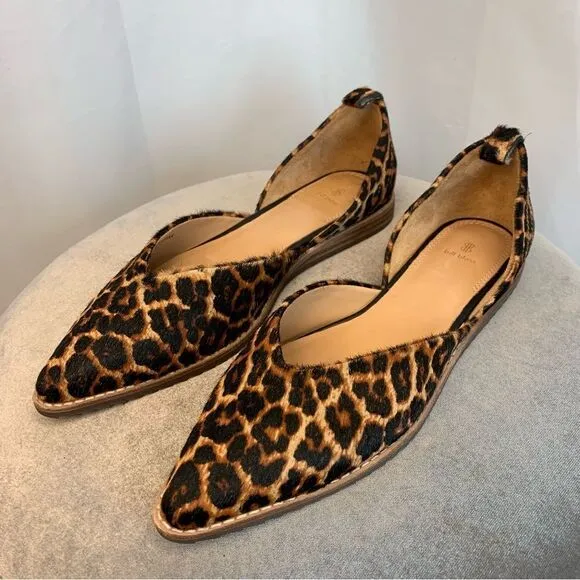 Bill Blass Leopard Calf Hair Leather Sybil Flats Shoes Pointed  Sz 7