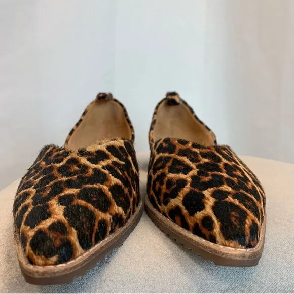 Bill Blass Leopard Calf Hair Leather Sybil Flats Shoes Pointed  Sz 7
