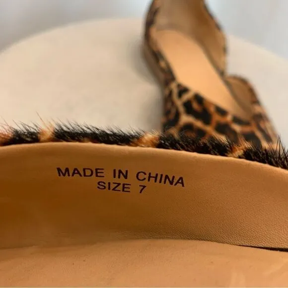 Bill Blass Leopard Calf Hair Leather Sybil Flats Shoes Pointed  Sz 7