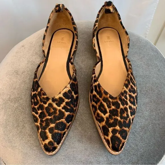 Bill Blass Leopard Calf Hair Leather Sybil Flats Shoes Pointed  Sz 7