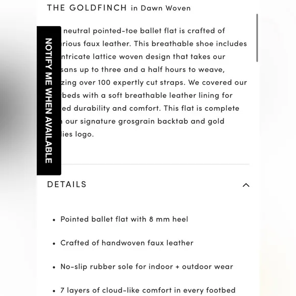 Birdies Goldfinch Flats Pointed Ballet Flat Women’s 7 Dawn Woven