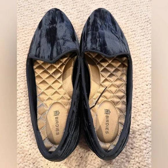 BIRDIES Starling Women’s Jewel Toned Velvet Sapphire Slipper Loafer Shoes 7/5