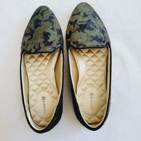 Birdies The Blackbird Camo Loafers Quilted Comfort Flats Size 7.5