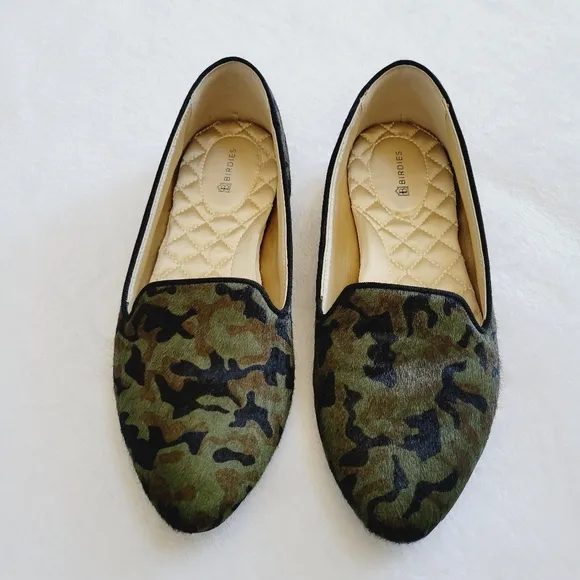 Birdies The Blackbird Camo Loafers Quilted Comfort Flats Size 7.5