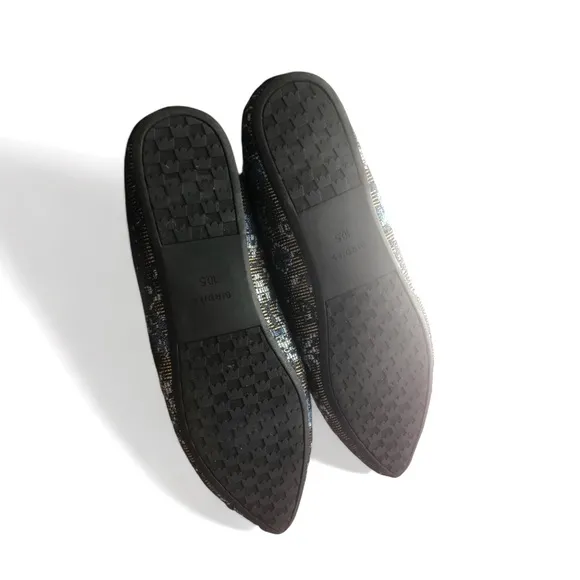 Birdies The  Goldfinch | Blue Floral Needlepoint Flats