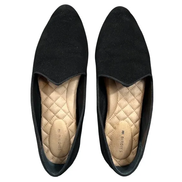 Birdies The Heron Black Velvet Slip-On Flats Loafers Shoes Size 7.5