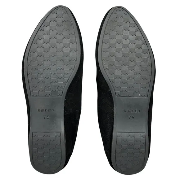 Birdies The Heron Black Velvet Slip-On Flats Loafers Shoes Size 7.5