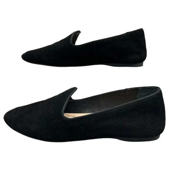 Birdies The Heron Black Velvet Slip-On Flats Loafers Shoes Size 7.5