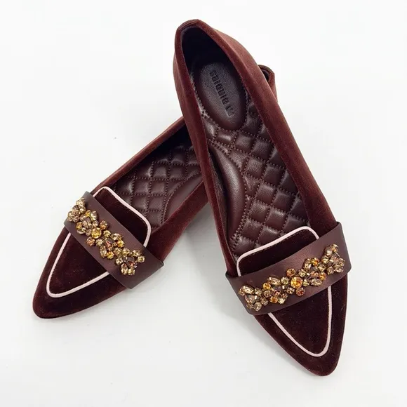 Birdies The Sparrow - Brandy Velvet Jewel Size 6 Burnt Orange Crystals