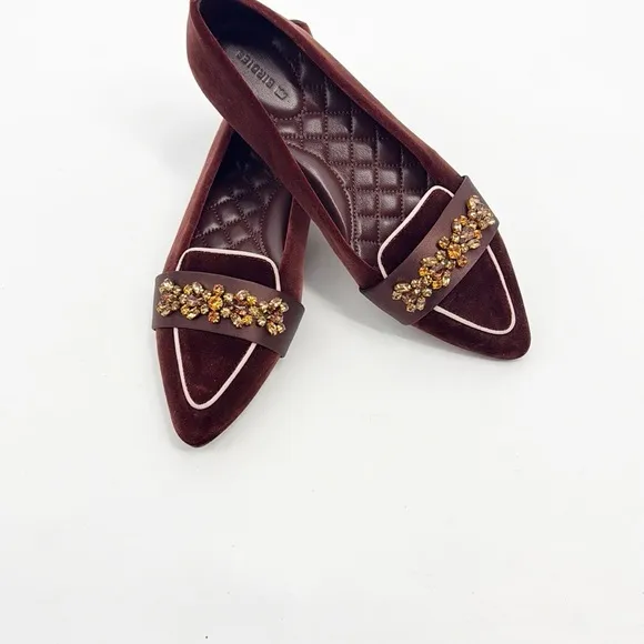 Birdies The Sparrow - Brandy Velvet Jewel Size 6 Burnt Orange Crystals