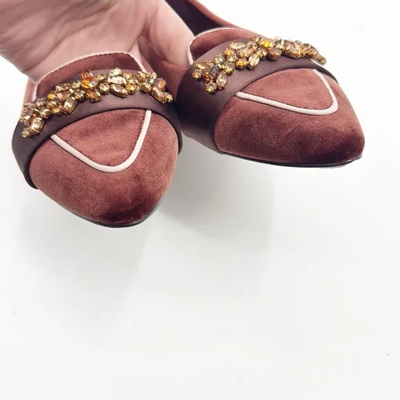 Birdies The Sparrow - Brandy Velvet Jewel Size 6 Burnt Orange Crystals