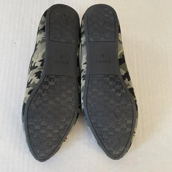 Birdies X Judy The Blackbird Khaki Camo Slip On Knit Flats Comfort Shoes Sz 8