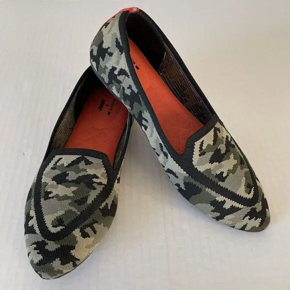 Birdies X Judy The Blackbird Khaki Camo Slip On Knit Flats Comfort Shoes Sz 8
