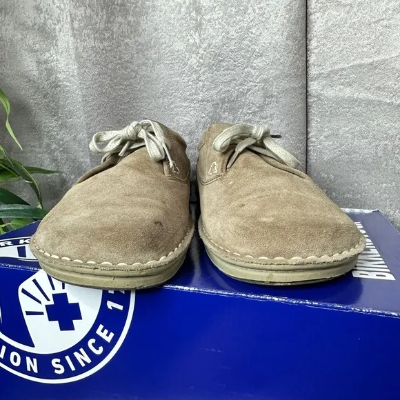 Birkenstock Men’s Memphis Leather Lace Up Shoes in Beige Sz EU 41