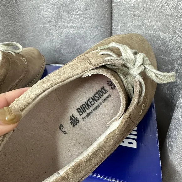 Birkenstock Men’s Memphis Leather Lace Up Shoes in Beige Sz EU 41