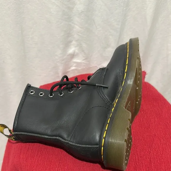 Black Leather Boots with Yellow Stitching
