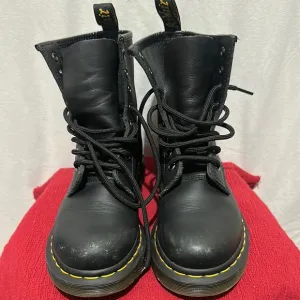 Black Leather Boots with Yellow Stitching