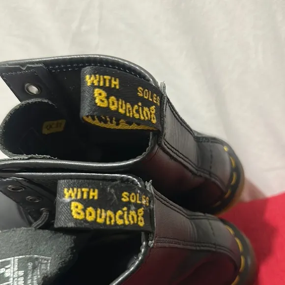 Black Leather Boots with Yellow Stitching