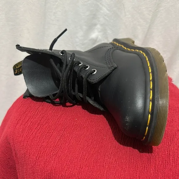 Black Leather Boots with Yellow Stitching