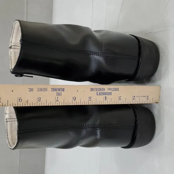 Black leather cowboy boots men's size 8.5 EEE side zip Western stitching