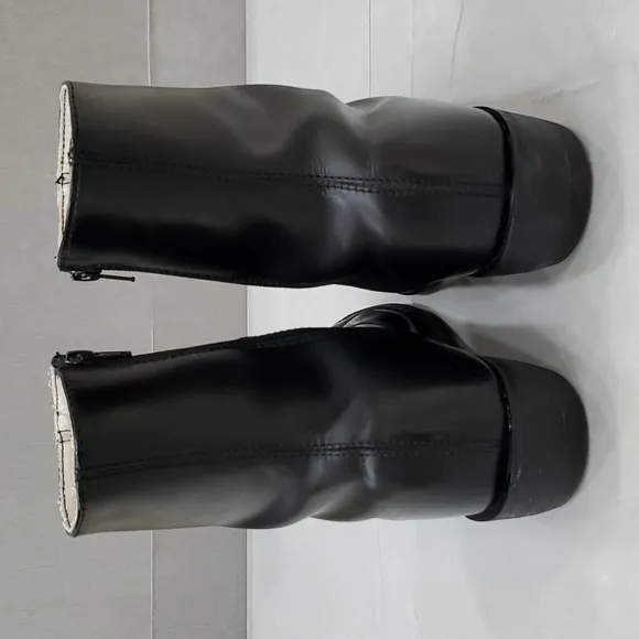 Black leather cowboy boots men's size 8.5 EEE side zip Western stitching