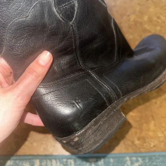 Black Leather Frye Boots